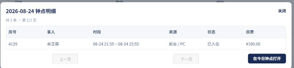 钟点明细弹窗